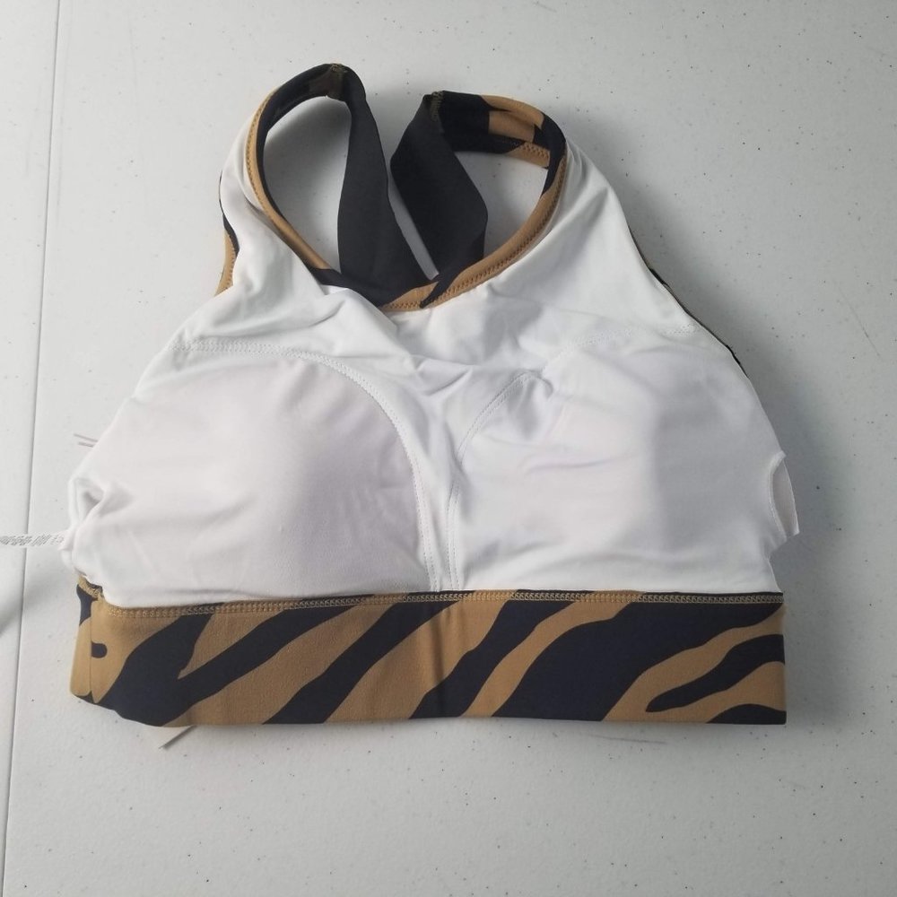 Varley Bassett Bra in Buck Zebra S (Anthropologie) Dark blue Beige NWT - Picture 8 of 9
